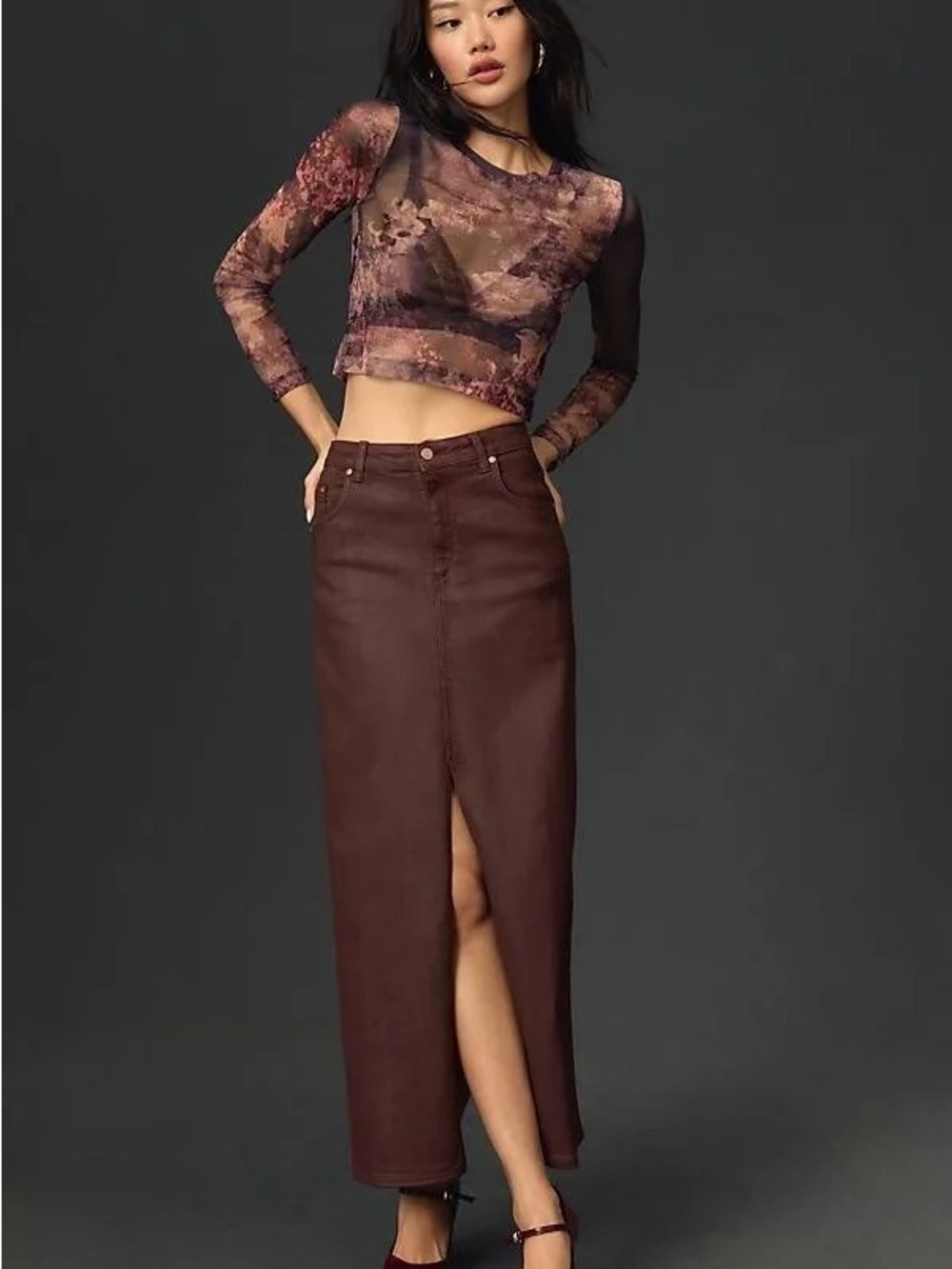 Anthropologie Madi Front-Slit Maxi Skirt
